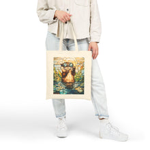 Load image into Gallery viewer, Stained Glass Style Watercolor Otter Sunglasses Tote Bag
