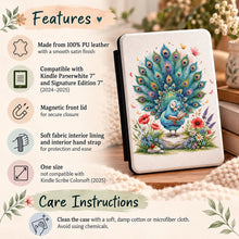 Load image into Gallery viewer, Personalized Peacock Illustration Kindle Case , Watercolor Floral Reading Sleeve, Cute Kindle Sleeve, Animal Kindle