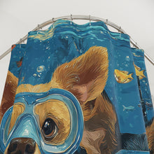 Load image into Gallery viewer, Scuba Dogs Shower Curtain | Underwater Corgi & Dachshund Scene