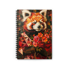 Load image into Gallery viewer, Red Panda Portrait Spiral Notebook , Floral Geometric Art Ruled Journal
