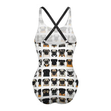 Load image into Gallery viewer, Pug Print One-Piece Swimsuit, Dog Mom Bathing Suit