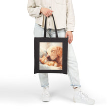 Load image into Gallery viewer, Cat and Dog Sleeping Cotton Canvas Tote Bag – Animal Lover Gift