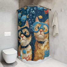 Load image into Gallery viewer, Scuba Diving Cats Shower Curtains | Funny Cat Bathroom Decor