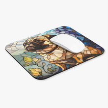 Load image into Gallery viewer, Pug Mouse Pad, Stained Glass Dog Office Decor, Gift for Pug Lover, Pug Mom Gift, Cute Desk Accessory, Dog Lover Office Gift
