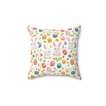 Load image into Gallery viewer, Easter Bunny Pillow, Square Pillow for Kids Room, Cute Easter Gift, Spun Polyester Pillow, Bunny Design, Easter Decor