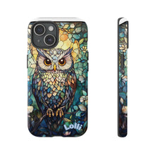 Load image into Gallery viewer, Stained Glass Owl Phone Case, Colorful Animal Print, Tough Dual Layer