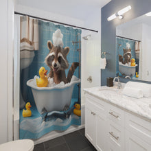 Load image into Gallery viewer, Cartoon Raccoon Shower Curtain, Animal Lover Bathroom Decor