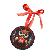 Load image into Gallery viewer, Owl Christmas Ornament: Knitted Design, Festive Holiday Decor