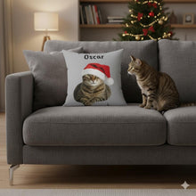 Load image into Gallery viewer, Cat Christmas Pillow, Personalized Holiday Cat Lover Gift, Gift For Cat Mom