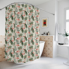 Load image into Gallery viewer, Tropical Flamingo Shower Curtain, Exotic Bathroom Decor