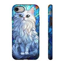 Load image into Gallery viewer, Stained Glass White Persian Cat Phone Case: Protective iPhone Cover