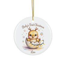 Load image into Gallery viewer, Baby's First Christmas Chick Ornament Ceramic Ornament, Personalized Gift For New Baby