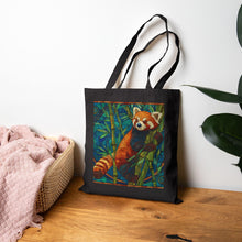 Load image into Gallery viewer, Red Panda in Bamboo Tote Bag | Canvas Animal Illustration