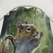 Load image into Gallery viewer, Squirrel Dance Shower Curtain, Rainy Day Bathroom Decor, Animal Lover Gift