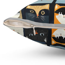 Load image into Gallery viewer, Cute Cats Square Pillow, Kids Room Decor, Spun Polyester Pillow
