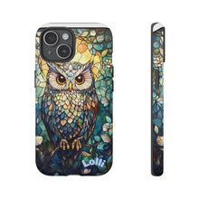Load image into Gallery viewer, Stained Glass Owl Phone Case, Colorful Animal Print, Tough Dual Layer