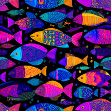 Load image into Gallery viewer, Fish Pattern Shower Curtain | Ocean Fish Repeat Design, Bathroom Decor