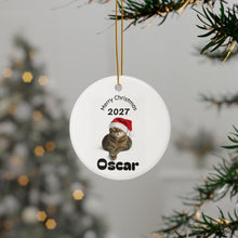 Load image into Gallery viewer, Personalized Photo Cat Ceramic Christmas Ornament, Holiday Decor