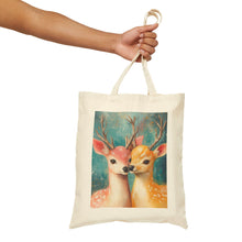 Load image into Gallery viewer, Romantic Deer Couple Tote Bag - Cute Animal Lover Gift, Women's Shopper for Valentine's, Cotton Canvas Handbag, Reusable Grocery Bag,