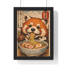 Load image into Gallery viewer, Red Panda Eating Ramen Poster | Vertical Framed Poster