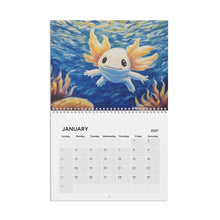 Load image into Gallery viewer, Axolotl Calendar 2027, Cute Axolotl Wall Calendar, Axolotl Lover Gift, Kawaii Animal Calendar, Cute Amphibian Gift, Christmas Gift