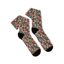 Load image into Gallery viewer, Patchwork Christmas Socks – Holiday Quilt Pattern Socks