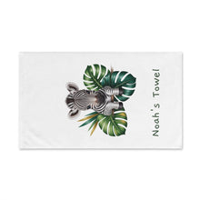 Load image into Gallery viewer, Baby Zebra with Tropical Leaves Hand Towel | Personalized Name Option