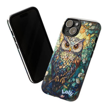Load image into Gallery viewer, Stained Glass Owl Phone Case, Colorful Animal Print, Tough Dual Layer