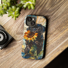 Load image into Gallery viewer, Black Pug Sunflower Tough Phone Case: Dog Lover Gift