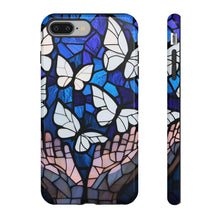 Load image into Gallery viewer, Butterfly Stained Glass Tough Cases, Protective Phone Cover, Digital Design, White Butterflies, Phone Accessories