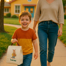 Load image into Gallery viewer, Personalized Animal Cotton Canvas Lunch Bag, Kids Back to School Gift