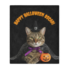 Load image into Gallery viewer, Halloween Cat Minky Blanket, Personalized Cozy Throw