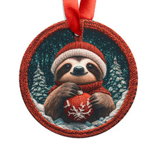 Load image into Gallery viewer, Sloth Christmas Ornament: Knitted Style Acrylic Holiday Decoration
