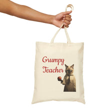 Load image into Gallery viewer, Grumpy Cat Teacher Tote Bag: 100% Cotton Canvas Shopper