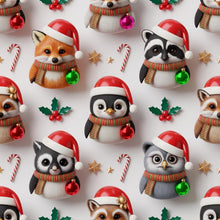 Load image into Gallery viewer, Christmas Tablecloth, Festive 3D Penguin, Fox, Raccoon Design