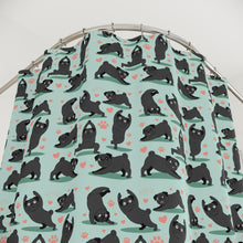 Load image into Gallery viewer, Black Pug Silhouette Pattern Shower Curtain,Yoga Pug, Pug Art