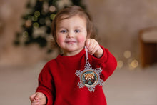 Load image into Gallery viewer, Pewter Snowflake Ornament, Cute Red Panda Christmas Decoration