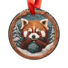 Load image into Gallery viewer, Red Panda Christmas Ornament, Knitted Digital Design, Holiday Decor