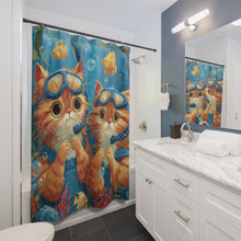 Load image into Gallery viewer, Underwater Kittens Shower Curtain | Cute Cats Diving Scene, Ocean Fish