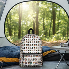 Load image into Gallery viewer, Cat Face Portrait White Backpack, Multi Breed Feline Grid Rucksack, Colorful Kitty Tile Daypack, Animal Lover Kids Birthday Gift
