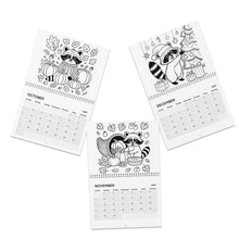 Load image into Gallery viewer, Raccoon Coloring Calendar 2027, Coloring Wall Calendar, Cute Raccoon Art, Creative Animal Gift