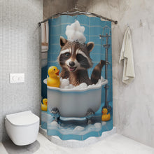 Load image into Gallery viewer, Cartoon Raccoon Shower Curtain, Animal Lover Bathroom Decor