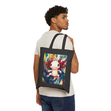Load image into Gallery viewer, Axolotl Mosaic Art Cotton Canvas Tote Bag | Colorful Amphibian Pattern