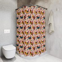 Load image into Gallery viewer, Colorful Rooster Pattern Shower Curtain | Farmhouse Folk Art
