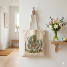 Load image into Gallery viewer, Easter Bunny Tote Bag, Spring Canvas Bag, Bunny House Easter Gift, Easter Basket Alternative, Gift for Her, Bunny Lover Gift