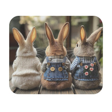 Load image into Gallery viewer, Cute Rabbits Mouse Pad, Black Rectangle Desk Pad - Adorable Bunny Design, Office Desk Accessories, Gaming Mat, Animal Lover Gift, Non-Slip