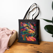 Load image into Gallery viewer, Colorful Cat Art Tote Bag | Heavy Cotton Canvas