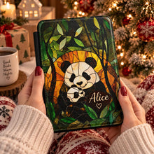Load image into Gallery viewer, Stained Glass Design Panda Mom and Baby Kindle Case , Panda Tablet Cover, Christmas Gift For Book Lover, Animal Kindle