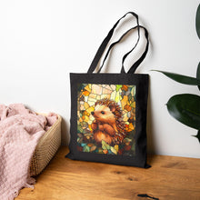 Load image into Gallery viewer, Stained Glass Hedgehog Cotton Canvas Tote Bag