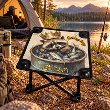 Load image into Gallery viewer, Raccoon Fishing King Folding Stool